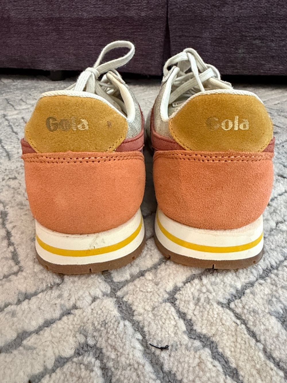 Gola Women's Metallic Silver Sneaker with Orange & Tan Accents - Picture 7 of 10